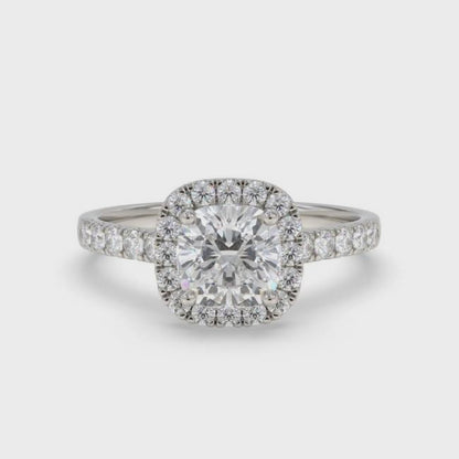 Silver 3 Carat Moissanite Halo Ring