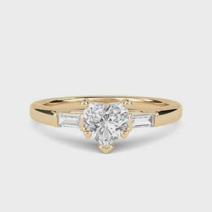 1Ctw Moissanite Lyra Modern Heart and Baguette Ring