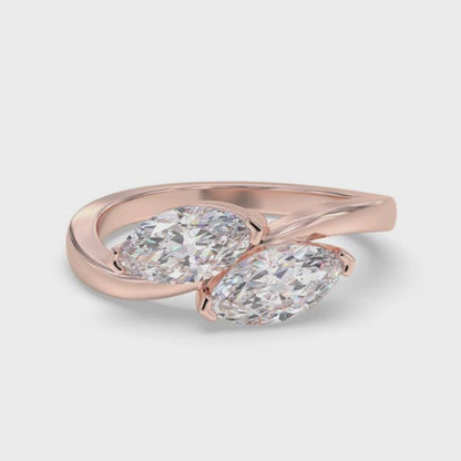 1Ctw Marquise Classy Dual Stone Moissanite Ring