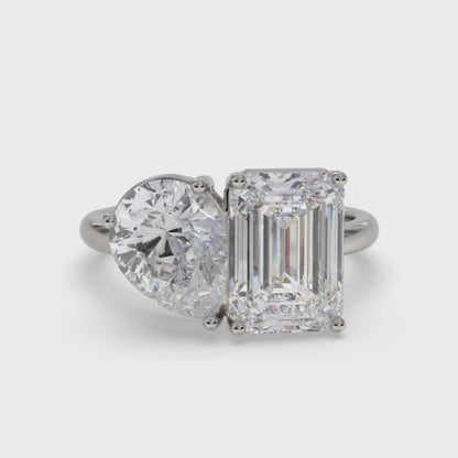 2Ctw Eternal Emerald & Pear Moissanite Ring for Her