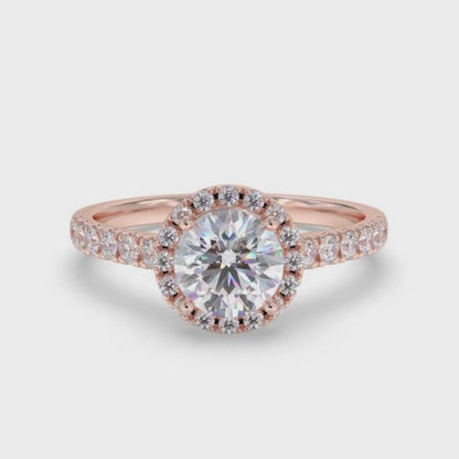 Round Moissanite Single Halo Ring