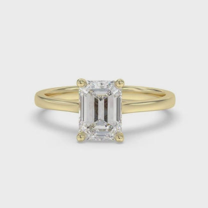 1Ctw Moissanite Cherry Modern Emerald Ring