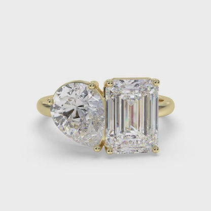 2Ctw Eternal Emerald & Pear Moissanite Ring for Her