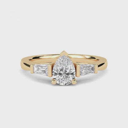 1.50Ctw Moissanite Deva Modern Trilogy Ring