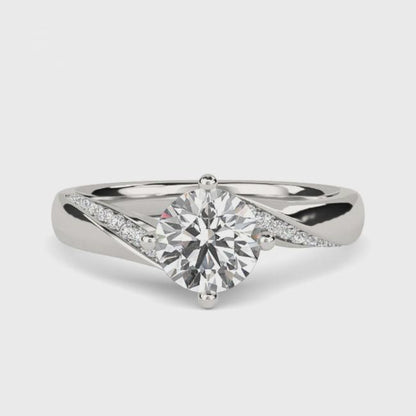 1.10Ctw Moissanite Cedar Round Engagement Ring