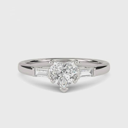 1Ctw Moissanite Lyra Modern Heart and Baguette Ring