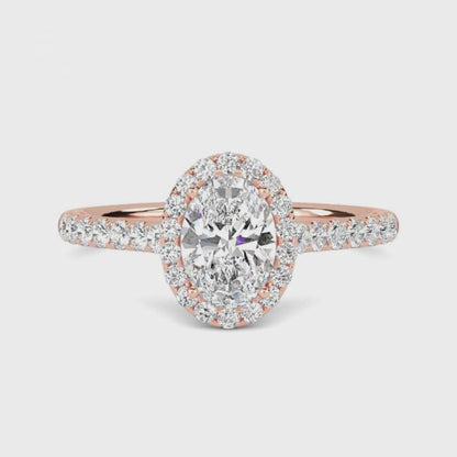 1.25Ct Moissanite Oval Single Halo Ring