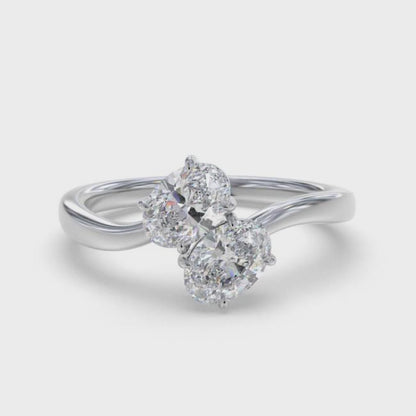 1.50Ctw Oval Two-Stone Moissanite Engagement Ring