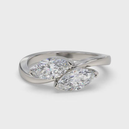 1Ctw Marquise Classy Dual Stone Moissanite Ring
