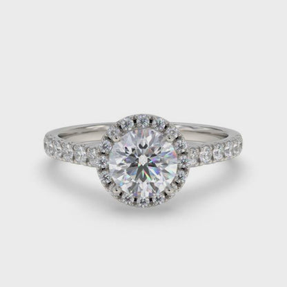 Round Moissanite Single Halo Ring