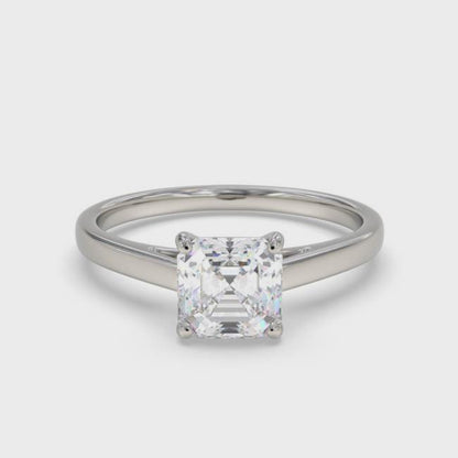 1.25Ctw Asscher Moissanite Solitary Ring
