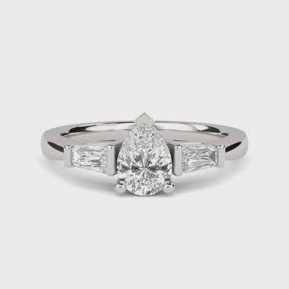 1.50Ctw Moissanite Deva Modern Trilogy Ring