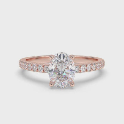 Oval Moissanite Shoulder Set Ring