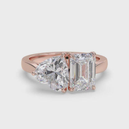 2Ctw Romantic Emerald & Heart Moissanite Ring for Women
