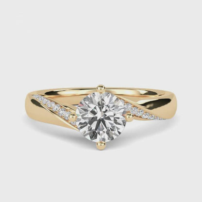 1.10Ctw Moissanite Cedar Round Engagement Ring