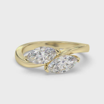 1Ctw Marquise Classy Dual Stone Moissanite Ring